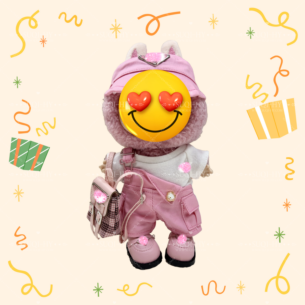 17cm Enamelled Rubber Plush Doll Clothes, Backpack and Glasses - Compatible with v1, v2, v3