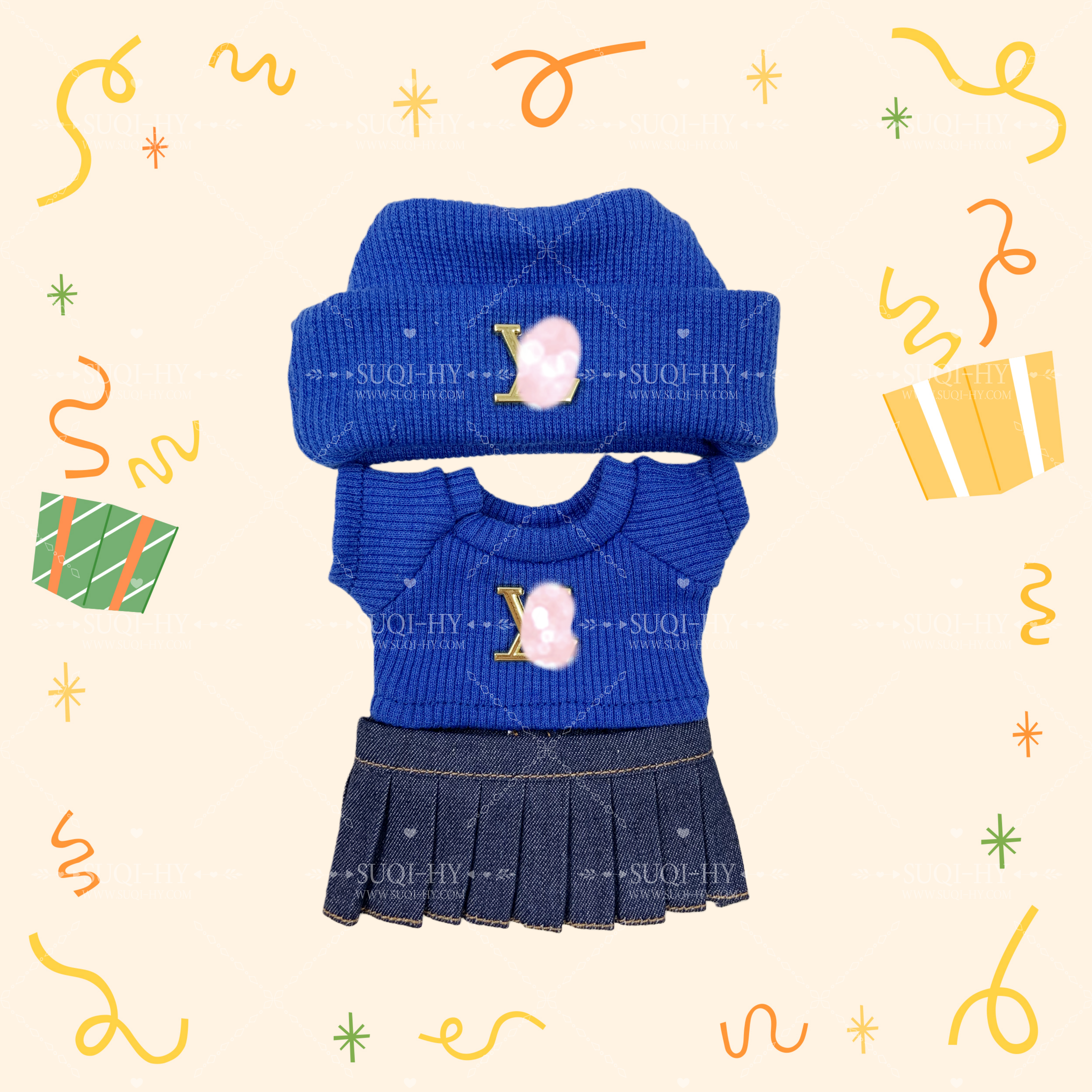 Designer's colorful set suitable for 17cm LBB, with multiple colors and logos to customize and choose from