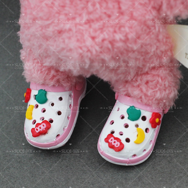 Crocs suitable for 17cm dolls and 6-division BJD like baoao, with charms for DIY decoration