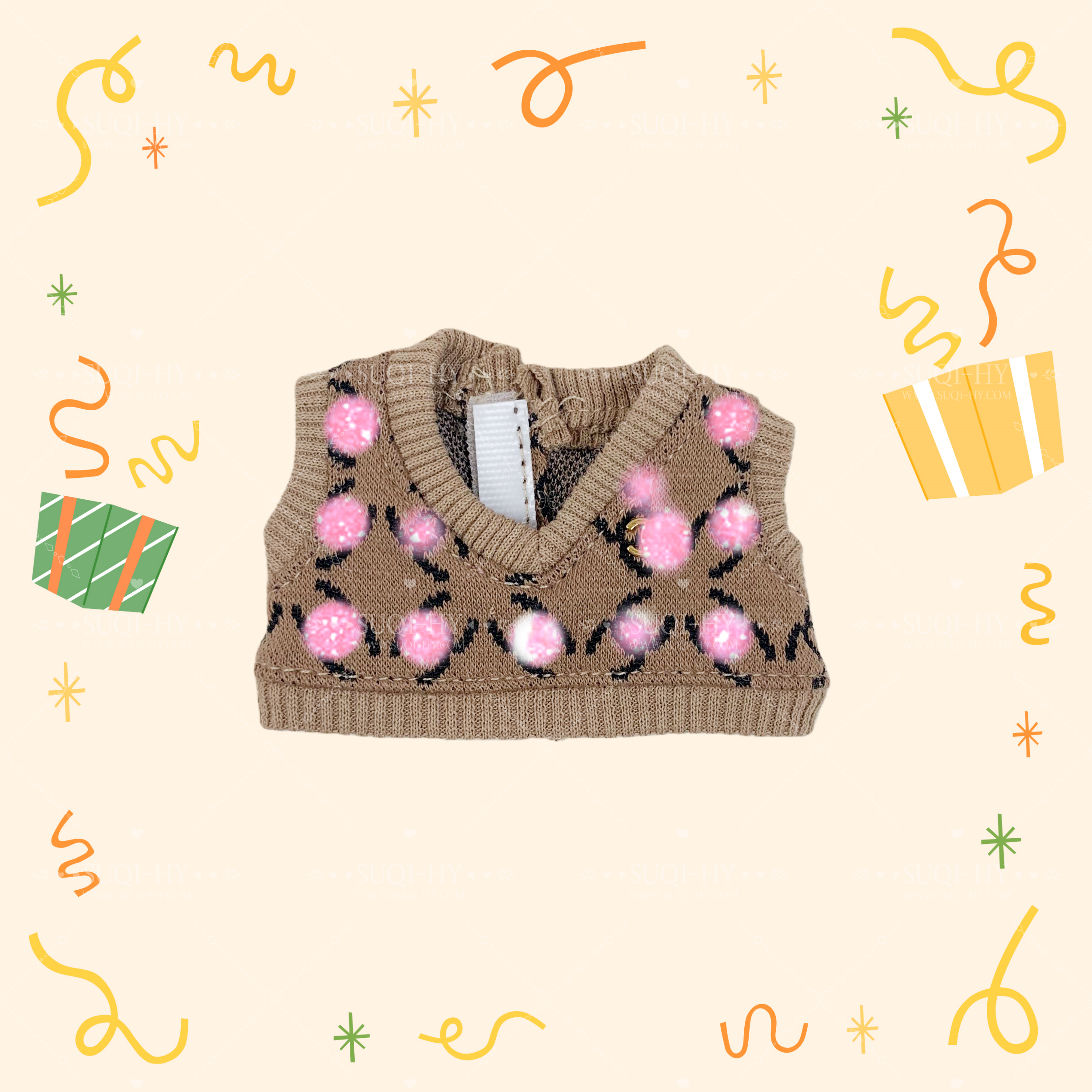 17cm Enamelled Rubber Plush Doll Clothes, Backpack and Glasses - Compatible with v1, v2, v3