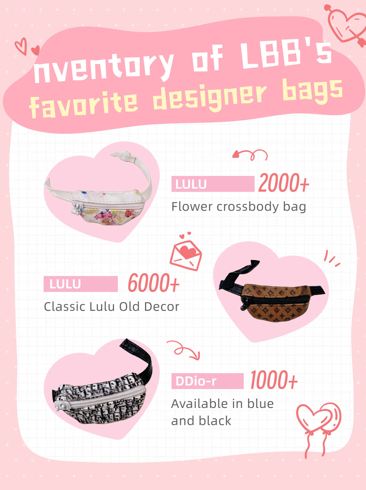 Crossbody bag for 17cm dolls like cotton dolls, suitable for Lafufu